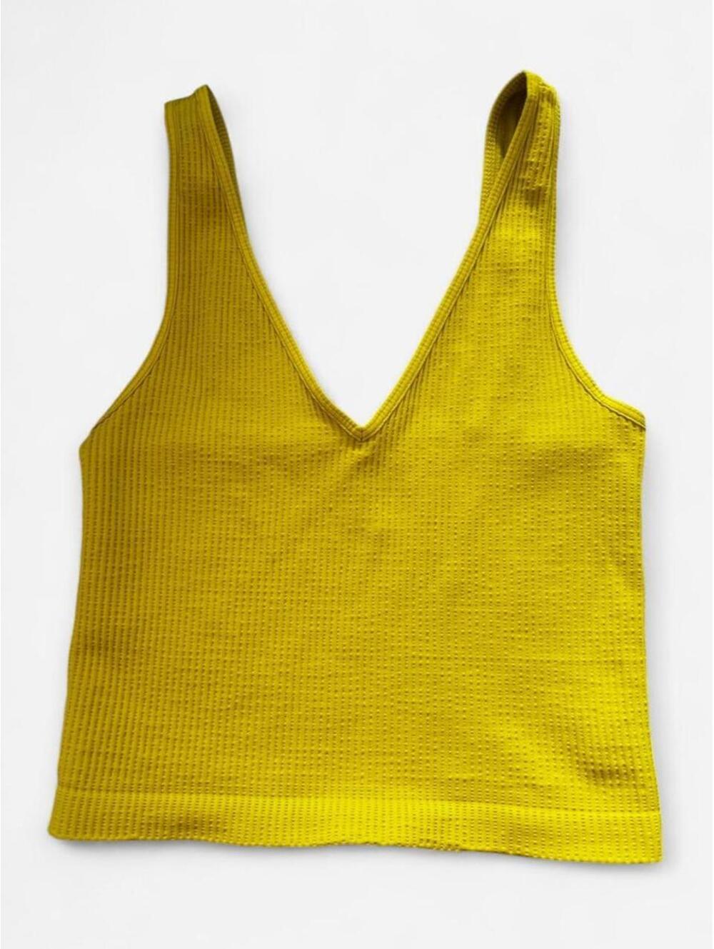 Lime Green Yellow Stretchy Crop Tank Top
